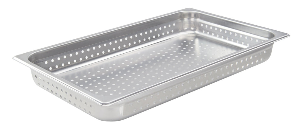 Winco SPJH-102PF Heavy-Weight 22 ga. Stainless Steel Anti-Jam Perforated Steam Table Food Pan 2-1/2" Deep - Full Size