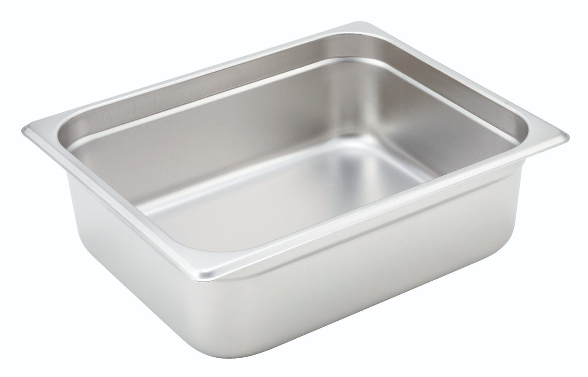 Winco SPJH-204 Heavy-Weight 22 ga. Stainless Steel Anti-Jam Steam Table Food Pan 4" Deep - 1/2 Size