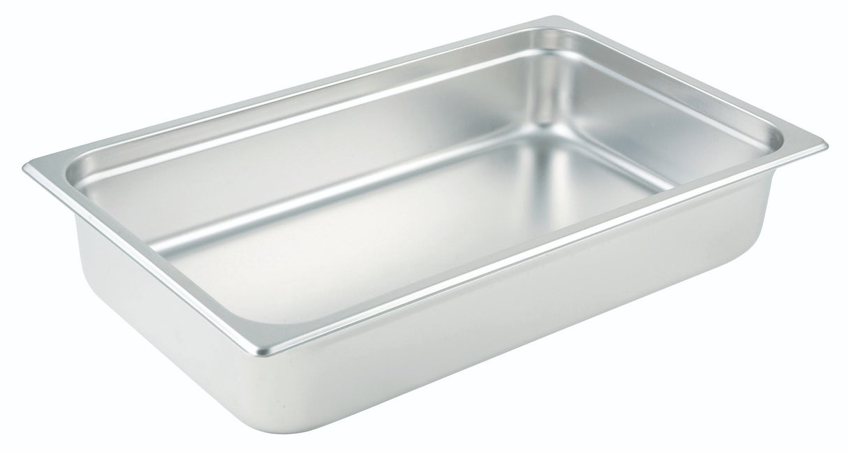 Winco SPJL-204 Standard-Weight 25 ga. Stainless Steel Anti-Jam Steam Table Food Pan 4" Deep - 1/2 Size - 24/Case
