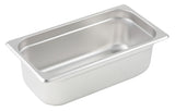 Winco SPJM-304 Heavy-Weight 24 ga. Stainless Steel Anti-Jam Steam Table Food Pan 4" Deep - 1/3 Size - 24/Case