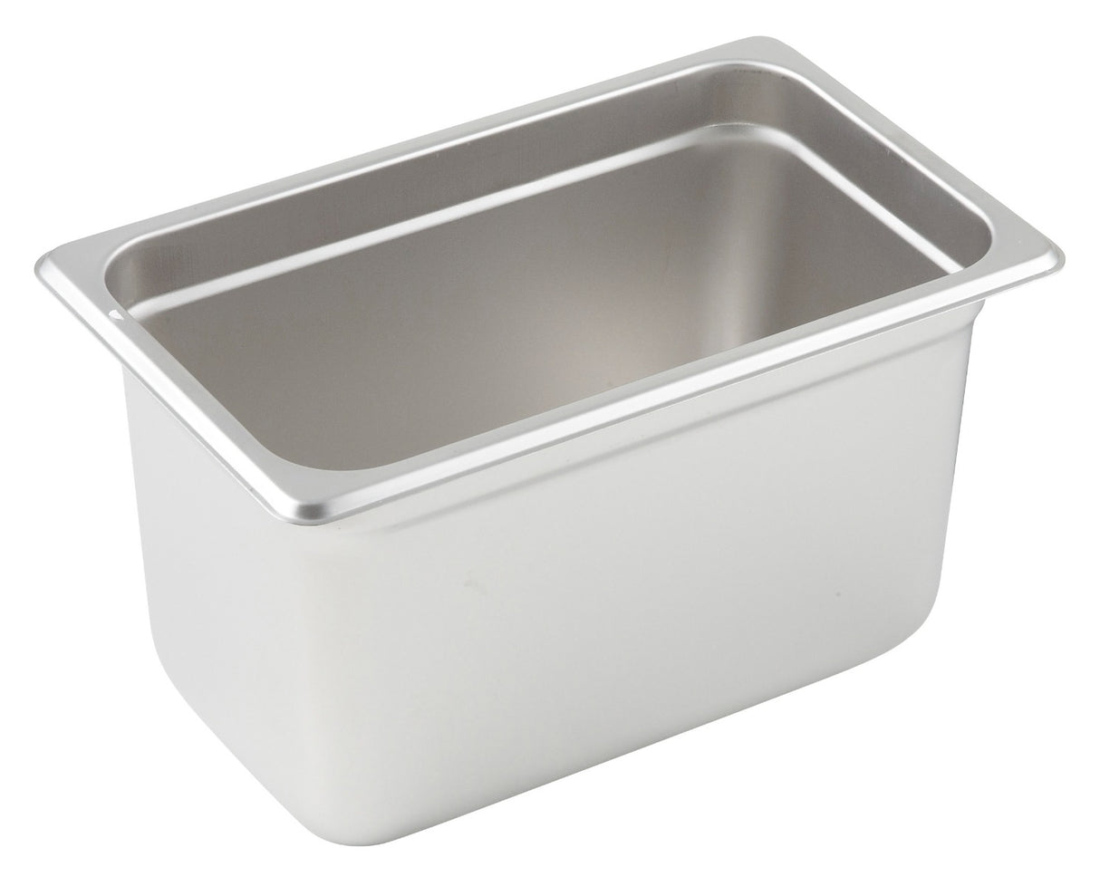 Winco SPJM-406 Heavy-Weight 24 ga. Stainless Steel Anti-Jam Steam Table Food Pan 6" Deep - 1/4 Size - 24/Case