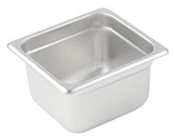 Winco SPJM-604 Heavy-Weight 24 ga. Stainless Steel Anti-Jam Steam Table Food Pan 4" Deep - 1/6 Size - 48/Case