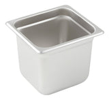 Winco SPJM-606 Heavy-Weight 24 ga. Stainless Steel Anti-Jam Steam Table Food Pan 6" Deep - 1/6 Size - 48/Case