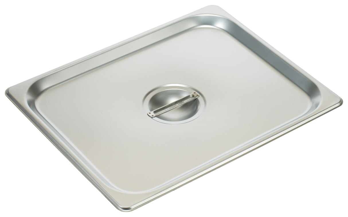 Winco SPSCH Standard-Weight 25 ga. Stainless Steel Flat Solid Steam Pan Cover - 1/2 Size - 48/Case