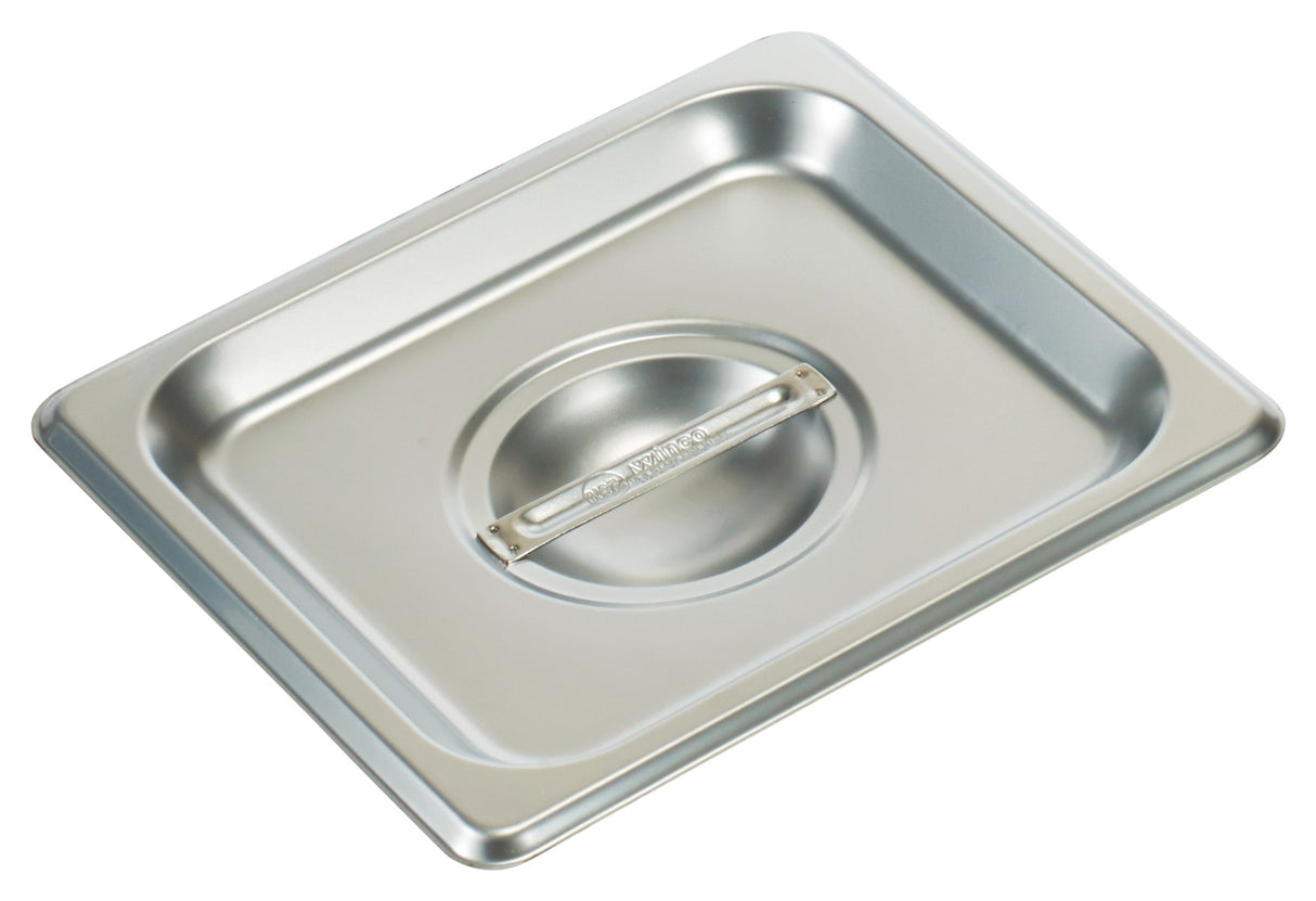 Winco SPSCS Standard-Weight 25 ga. Stainless Steel Flat Solid Steam Pan Cover - 1/6 Size - 72/Case