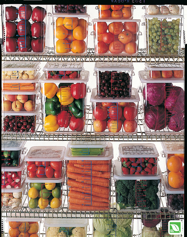 Rubbermaid FG630800CLR Plastic Space-Saving Square Food Storage Container with Liter and Qt. Gradations 8 qt. - Clear