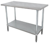 Advance Tabco SS-308 Premium Series Stainless Steel Flat Top Work Table with Adjustable Undershelf 96" x 30"