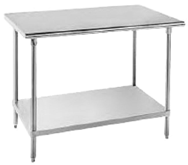 Advance Tabco SS-308 Premium Series Stainless Steel Flat Top Work Table with Adjustable Undershelf 96" x 30"