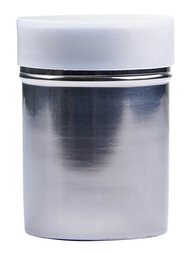 Winco SSD-10 Stainless Steel Powdered Sugar Dispenser / Shaker with White Plastic Cap 10 oz. - 12/Case