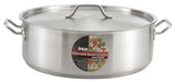 Winco SSLB-30 Premium Stainless Steel Induction Brazier / Braising Pot with Cover 30 qt.