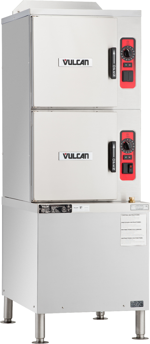 Vulcan C24GA6-NG 2-Compartment Natural Gas Convection Steamer with Basic Controls on Cabinet Base - 6 Pan/cap - 125,000 BTU