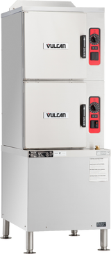 Vulcan C24GA6-NG 2-Compartment Natural Gas Convection Steamer with Basic Controls on Cabinet Base - 6 Pan/cap - 125,000 BTU