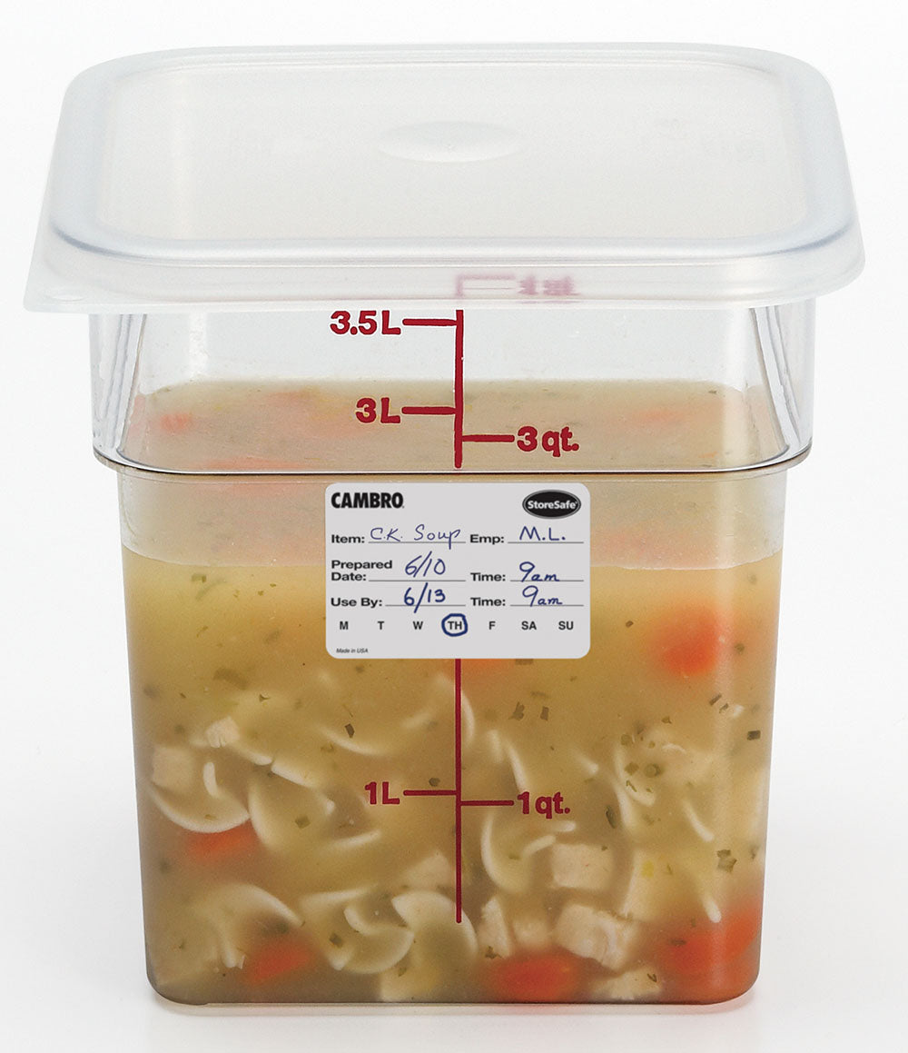 Cambro 23SLB250 StoreSafe Dissolvable Food Rotation Label 2" x 3" - White - 250/Roll - 24 Rolls/Case