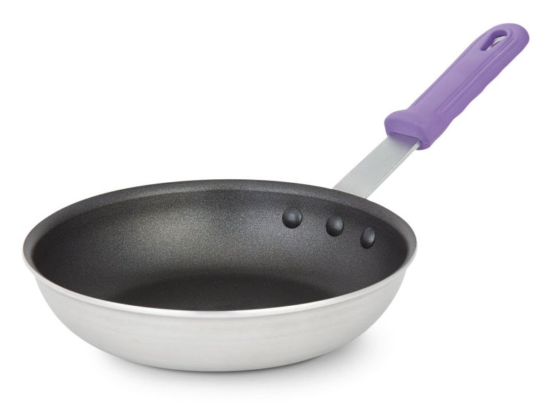 Vollrath T400880 Wear-Ever Aluminum Fry Pan with Purple Silicone Handle 8" - 6/Case