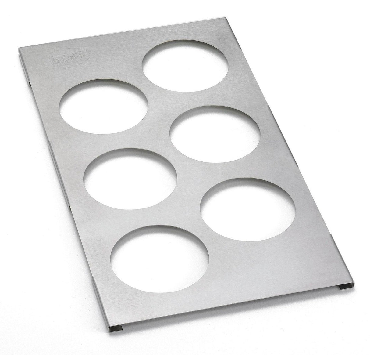 TableCraft T6 Stainless Steel 6-Hole Squeeze Bottle Holder Template  - fits 1/3 Size Food Pan - 12/Case