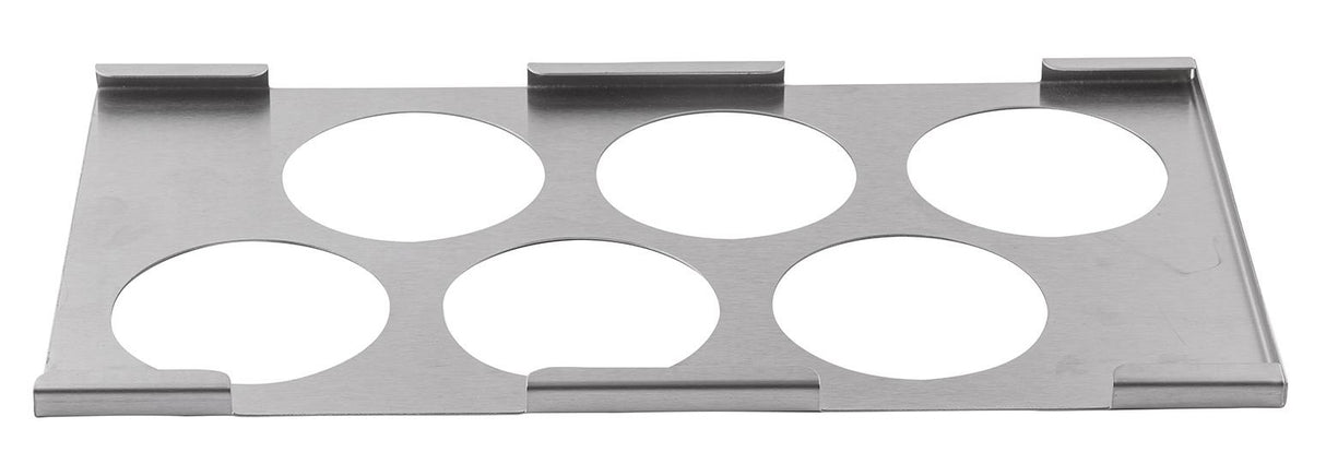 TableCraft T6 Stainless Steel 6-Hole Squeeze Bottle Holder Template  - fits 1/3 Size Food Pan - 12/Case