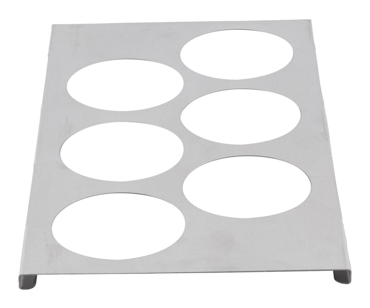 TableCraft T6 Stainless Steel 6-Hole Squeeze Bottle Holder Template  - fits 1/3 Size Food Pan - 12/Case