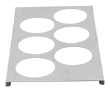 TableCraft T6 Stainless Steel 6-Hole Squeeze Bottle Holder Template  - fits 1/3 Size Food Pan - 12/Case