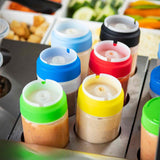 TableCraft T6 Stainless Steel 6-Hole Squeeze Bottle Holder Template  - fits 1/3 Size Food Pan - 12/Case