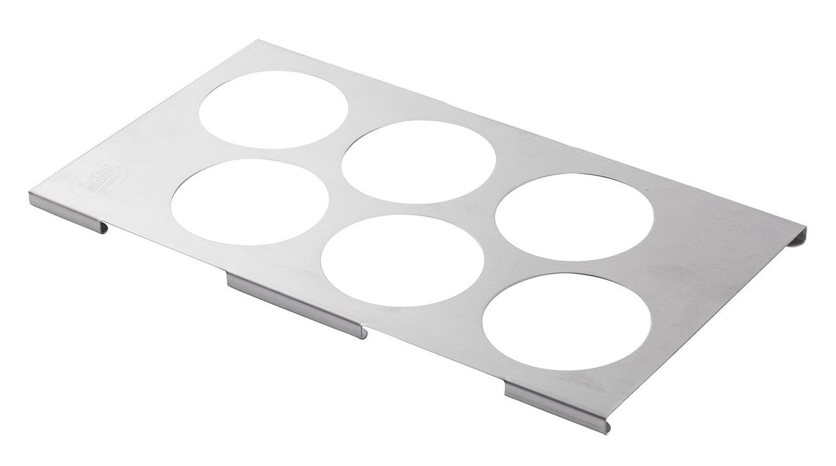 TableCraft T6 Stainless Steel 6-Hole Squeeze Bottle Holder Template  - fits 1/3 Size Food Pan - 12/Case