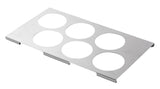 TableCraft T6 Stainless Steel 6-Hole Squeeze Bottle Holder Template  - fits 1/3 Size Food Pan - 12/Case