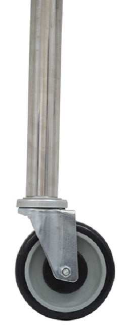Advance Tabco TA-25ES-X Special Value Casters with 5" Urethane Wheels and Stainless Steel for 24" Tall Tables & Mixer Stands - 4/Set (2 with Brakes)