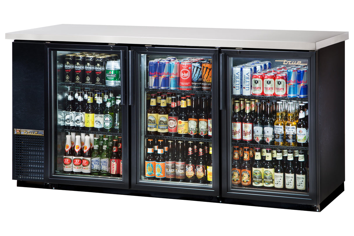  True TBB-24-72G-HC-LD Black 3 Door 24"D Back Bar Refrigerator 73 ...