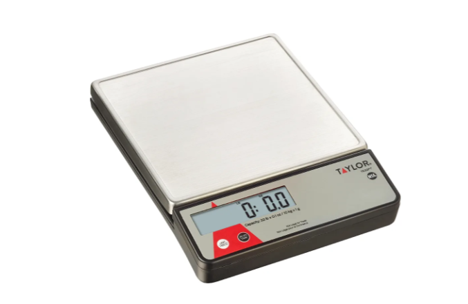 Taylor TE22FT Digital 22 Lb. Portion Control Scale, SS Platform, Tare, Dual Powered - 4ea/Case