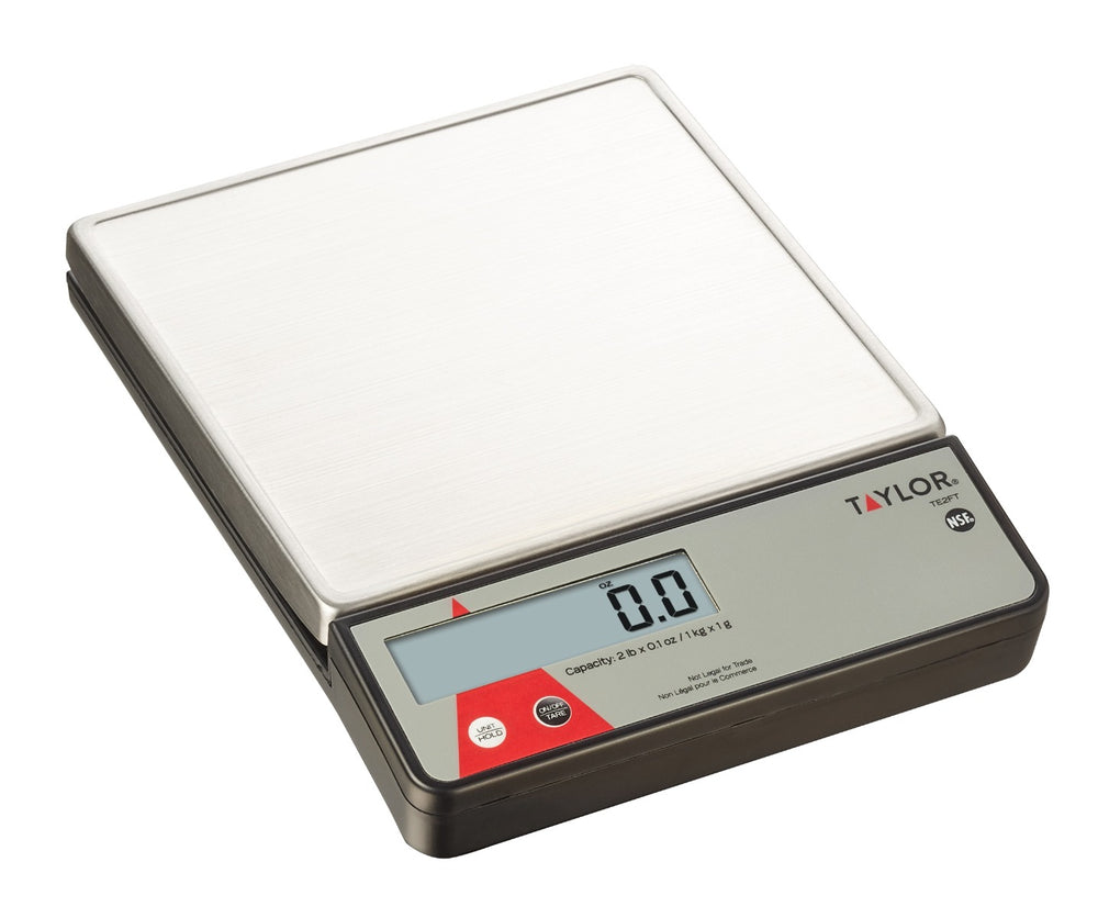 Taylor TE2FT Compact Digital Portion Control Scale with 7-1/8" Square Stainless Steel Platform - 2 lb./Capacity