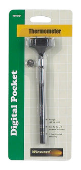 Winco TMT-DG1 Digital Probe / Pocket Thermometer with 4-3/4" Stem, 1" (diagonal) LCD Face, and Protective Sleeve - (-40 to 302 Degrees F)