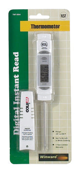Winco TMT-DG4 Digital Probe / Pocket Thermometer with 3-1/8" Stem, 1-1/4" LCD Face, and Protective Sleeve - (-40 to 450 Degrees F) - 144/Case