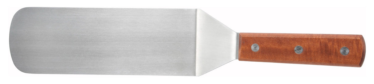Winco TN249 Stainless Steel Solid Offset Flexible Turner with 8-1/4" x 2-7/8" Blade and Wooden Handle