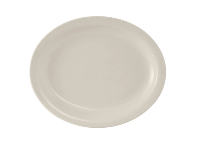 Tuxton TNR-013 American White Narrow Rim Platter, Nevada, Oval