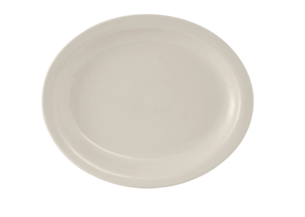 Tuxton TNR-014 13 1/4" x 10 1/2" Oval Nevada Platter - Ceramic, American White