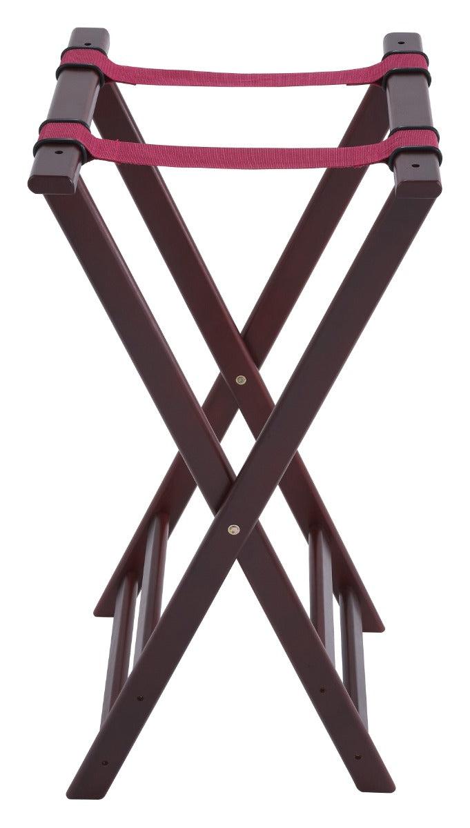 Winco TR-34W Rubberwood Folding Tray Stand 32"H - Mahogany