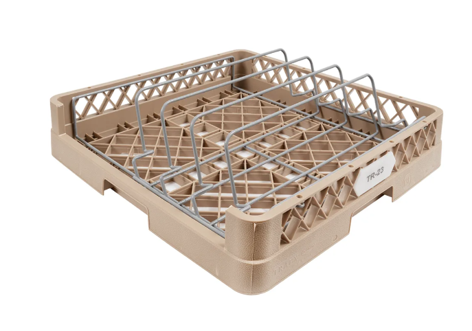 Vollrath TR23 Full-Size Dishwasher Sheet Pan Rack - Holds 3 Pans, Open End, Beige