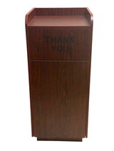 AAA Furniture Wholesale TRASH/MAH Thank You Trash Receptacle with Liner 20-1/4"W x 20"D x 47"H - Mahogany