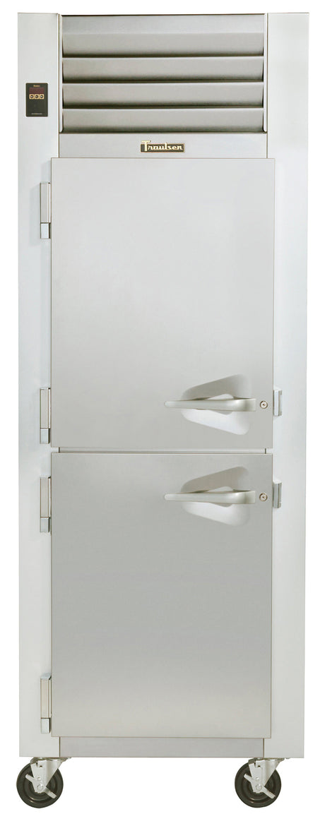 Traulsen G12001 left hinged reach in freezer 1 section two solid half doors stainless steel commercial freezer