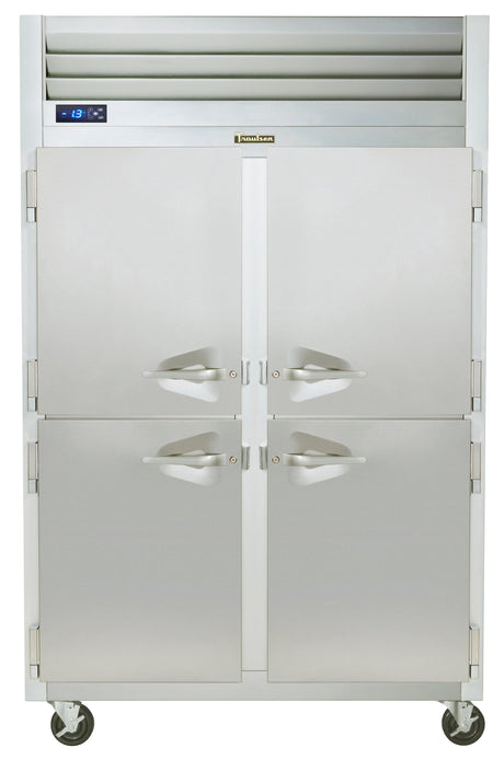 Traulsen G22000 2 section reach in freezer with four solid half doors 52 inch