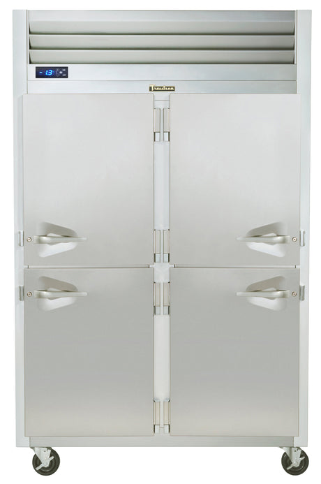 Traulsen G22001 52 inch 2 section reach in freezer with four solid half doors stainless steel commercial freezer