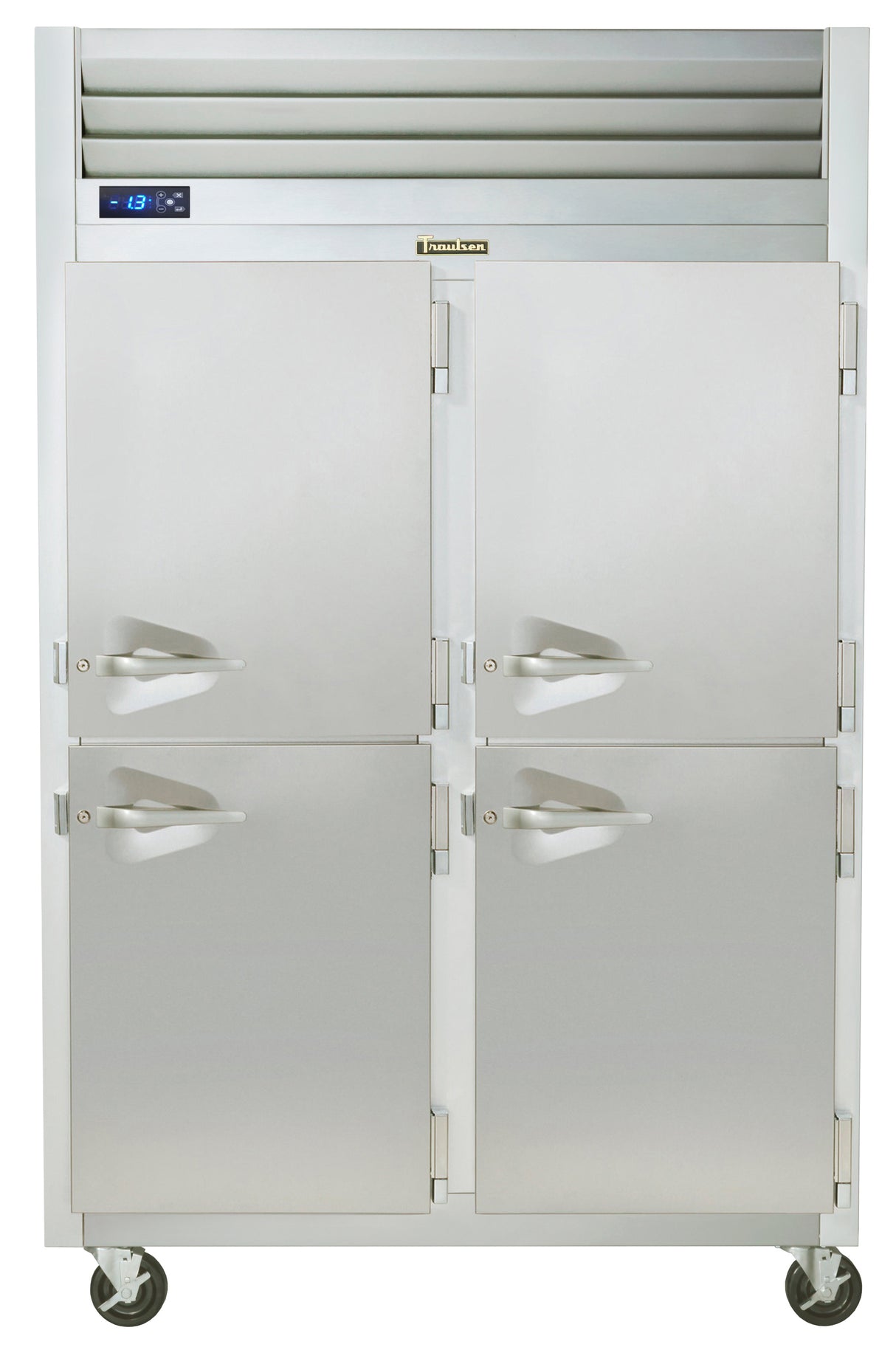 Traulsen G22002 2-section reach-in freezer 52 inch right/right hinged 4 solid half doors stainless steel commercial freezer