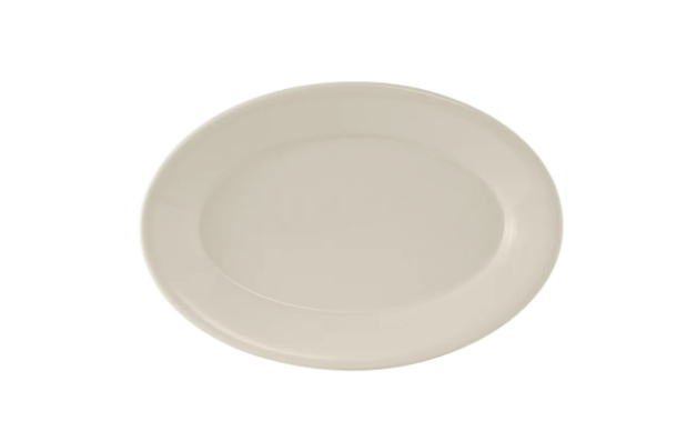 Tuxton TRE-014 12 5/8" x 8 3/4" Oval Reno Platter - Ceramic, American White/Eggshell
