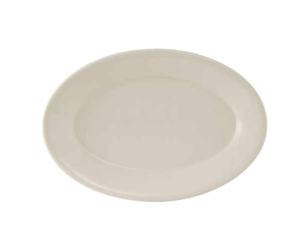 Tuxton TRE-042 15 3/4" x 11" Oval Reno Platter - Ceramic, American White/Eggshell - 6ea/Case