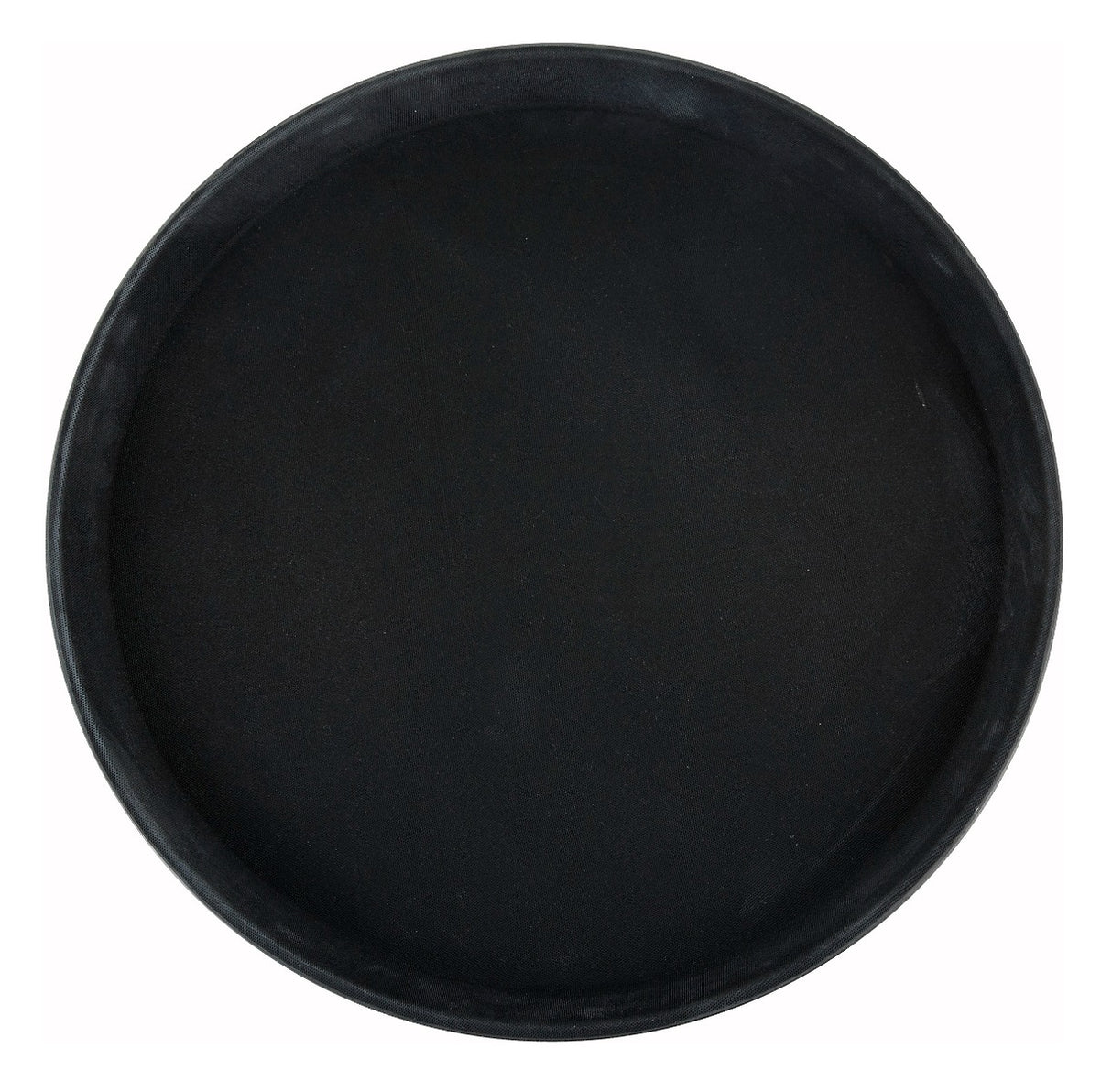 Winco TRH-16K Plastic Easy-Hold Rubber-Lined Serving Tray 16" dia. - Black