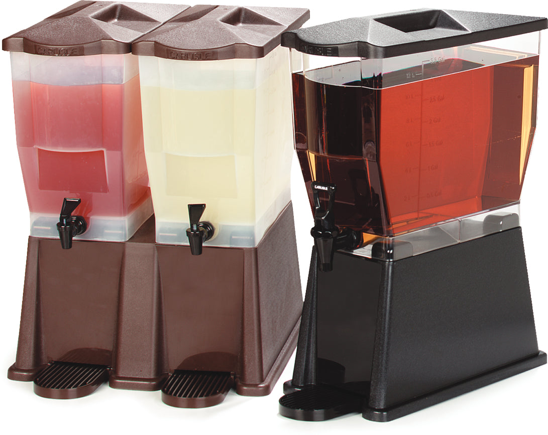 Carlisle 1085003 Trimline Premium Rectangular Non-Insulated Beverage Dispenser with Single Clear Bowl, Black Base and Deluxe No-Drip Locking Faucet 3 Gal.