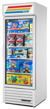 True GDM-23F-HC~TSL01 27 inch white 1 glass swing door merchandiser freezer 23 cu ft commercial kitchen