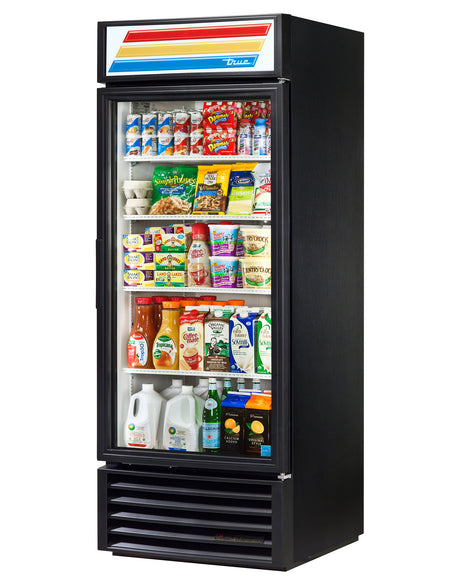 True GDM-26-HC~TSL01 30 inch black 1 glass swing door refrigerated merchandiser 26 cu ft commercial kitchen