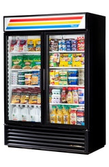 True GDM-49-HC black two glass door commercial refrigerated merchandiser 54 inch