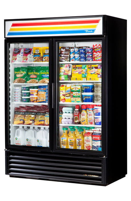 True GDM-49-HC black two glass door commercial refrigerated merchandiser 54 inch