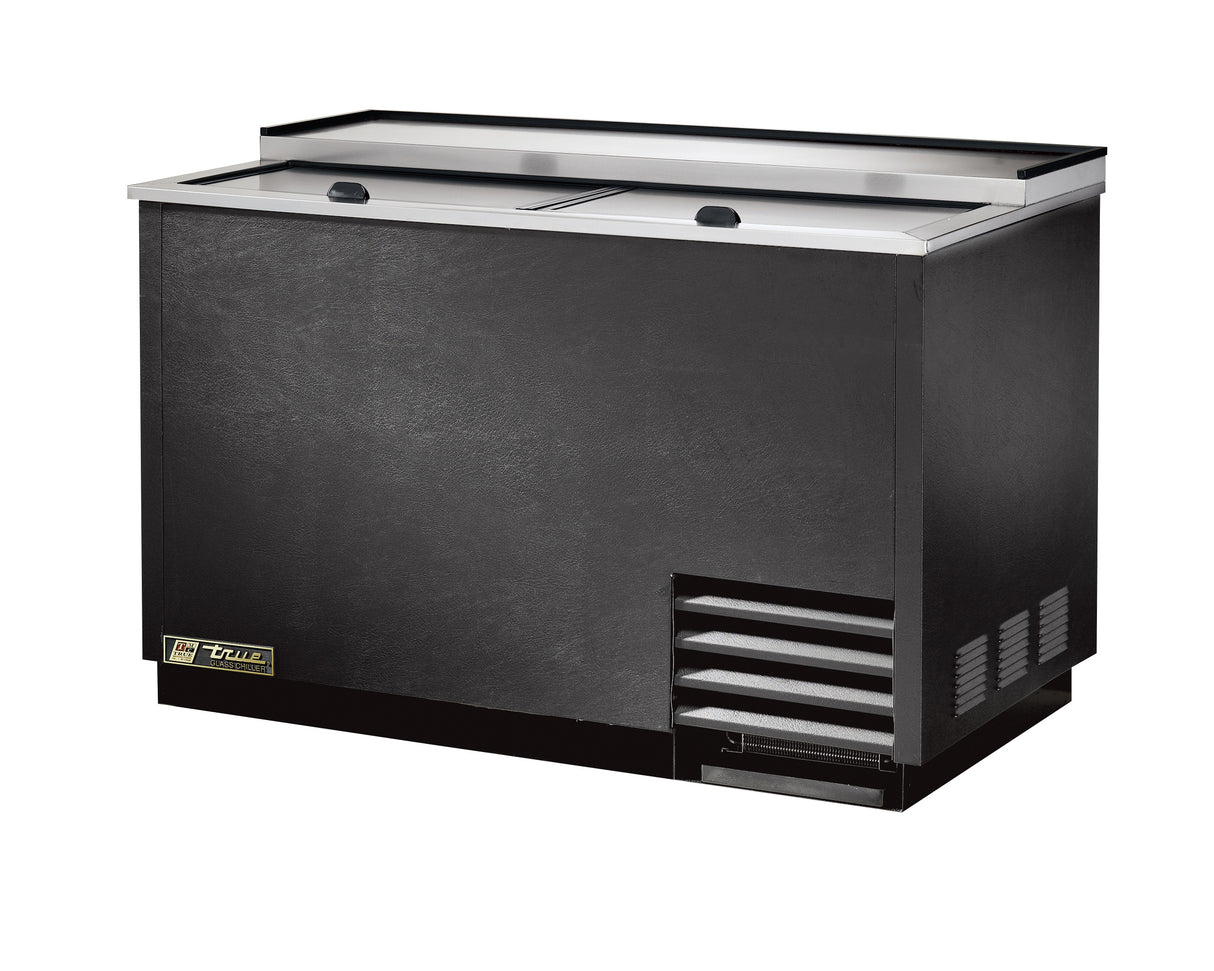 True T-50-GC-HC 50 inch black 2 section glass and plate chiller froster commercial bar equipment